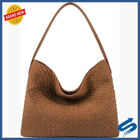 Medium Vegan Leather Hobo Tote Bag with Shoulder Strap for Work Travel